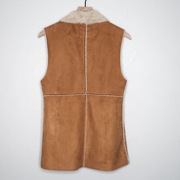Dylan Womens Faux Suede Vest Size Small Tan Brown Fur Boho Soft Cozy Cowboy - Picture 2 of 8